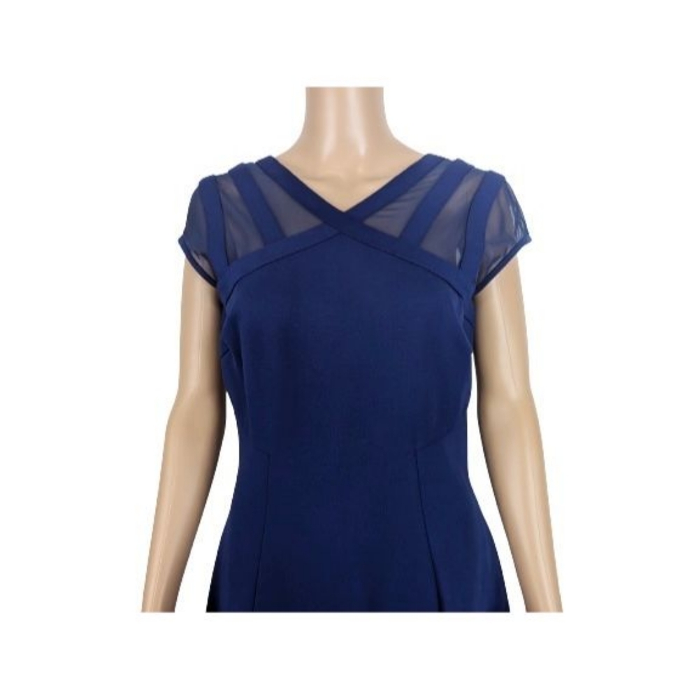 Catherine Malandrino Blue Mesh Detail Dress 8 - Picture 2 of 8